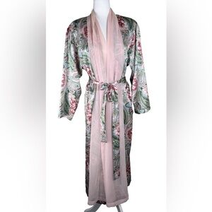 VTG Victoria's Secret 90s Pink Paisley Gold Label Robe M Coquette Victorian Sexy